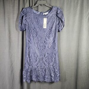 BB Dakota Steve Madden Navy Blue Lace Ruffle Dress Size 6 romantic wedding